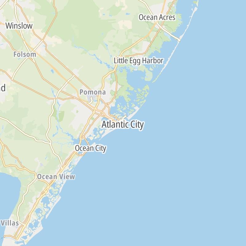 Static map of the Atlantic City - Cape May area.