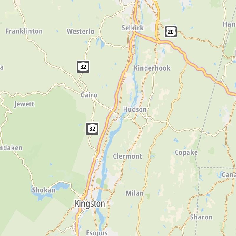 Static map of the Catskills - Hudson Valley area.