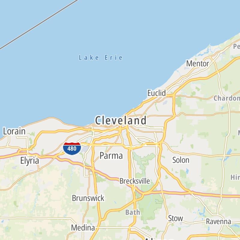 Static map of the Cleveland - Akron - Youngstown area.