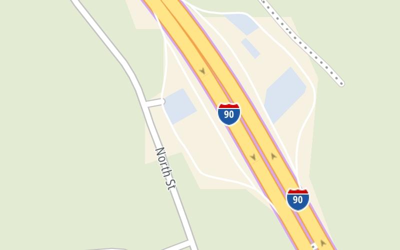 Static map of Massachusetts Turnpike at Blandford Service Plaza Eastbound