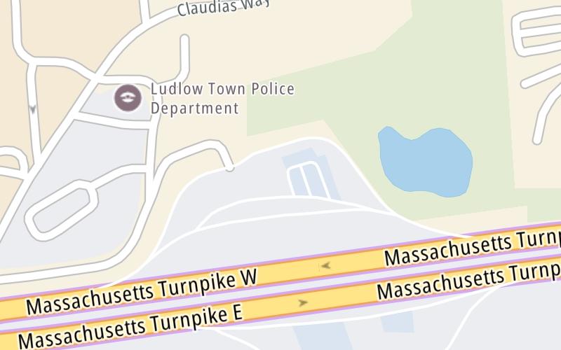 Static map of Massachusetts Turnpike at Ludlow Service Plaza Westbound