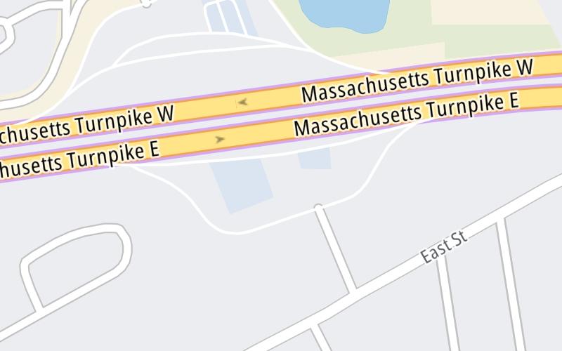 Static map of Massachusetts Turnpike at Ludlow Service Plaza Eastbound