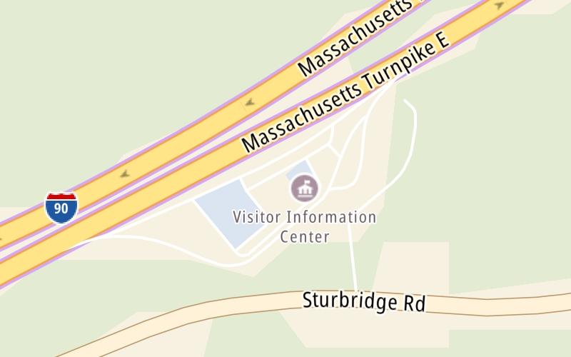 Static map of Massachusetts Turnpike at Charlton Service Plaza Eastbound