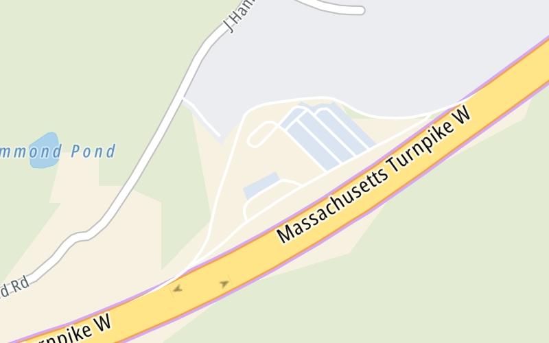 Static map of Massachusetts Turnpike at Charlton Service Plaza Westbound