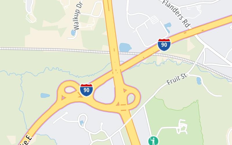 Static map of Massachusetts Turnpike at I–495