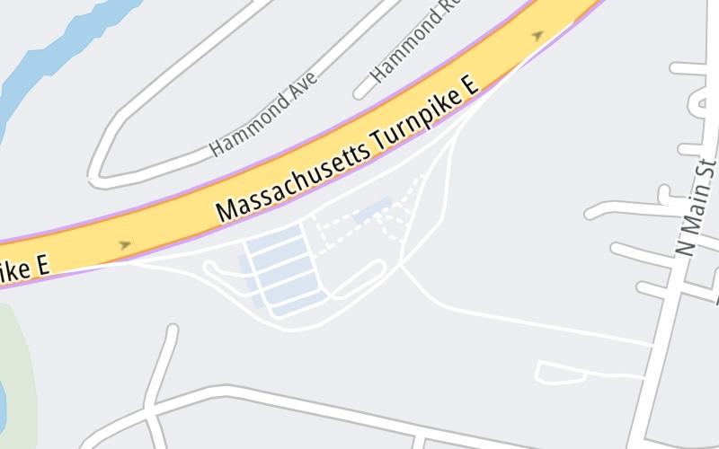 Static map of Massachusetts Turnpike at Natick Service Plaza Eastbound