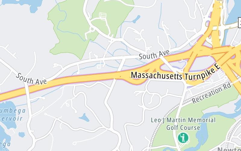 Static map of Massachusetts Turnpike at I–95