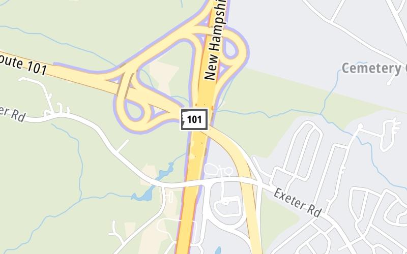 Static map of Blue Star Turnpike at NH 101/Exeter–Hampton Expressway