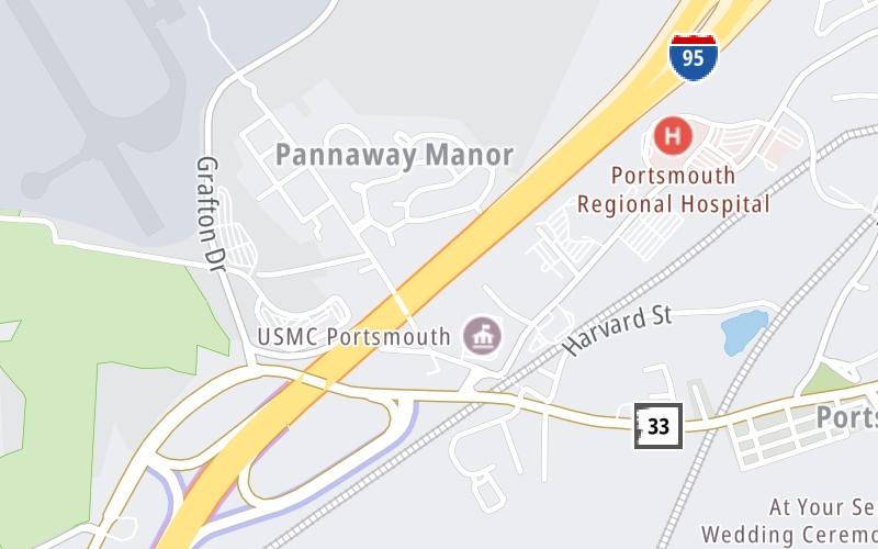 Static map of Blue Star Turnpike at Spaulding Turnpike / US 4 / NH 16