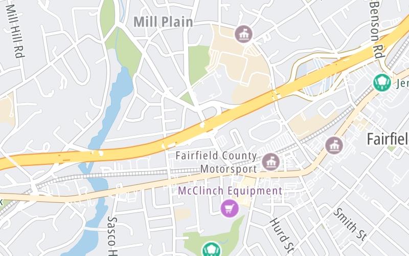 Static map of Connecticut Turnpike at Mill Plain Road