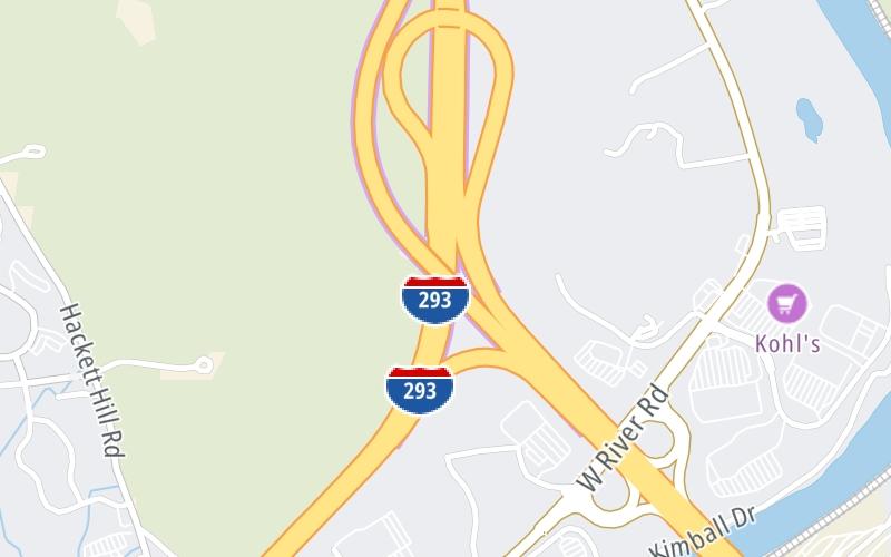 Static map of Everett Turnpike at I–93