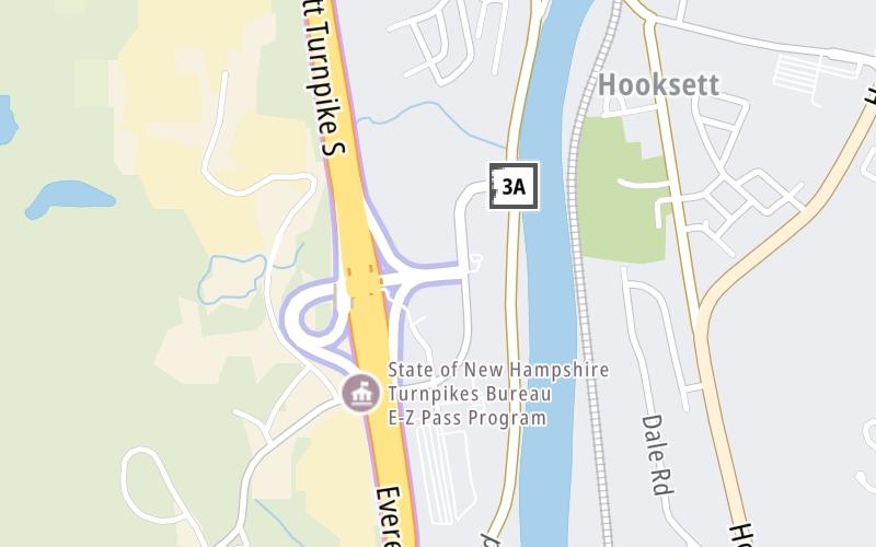 Static map of Everett Turnpike at NH 3A