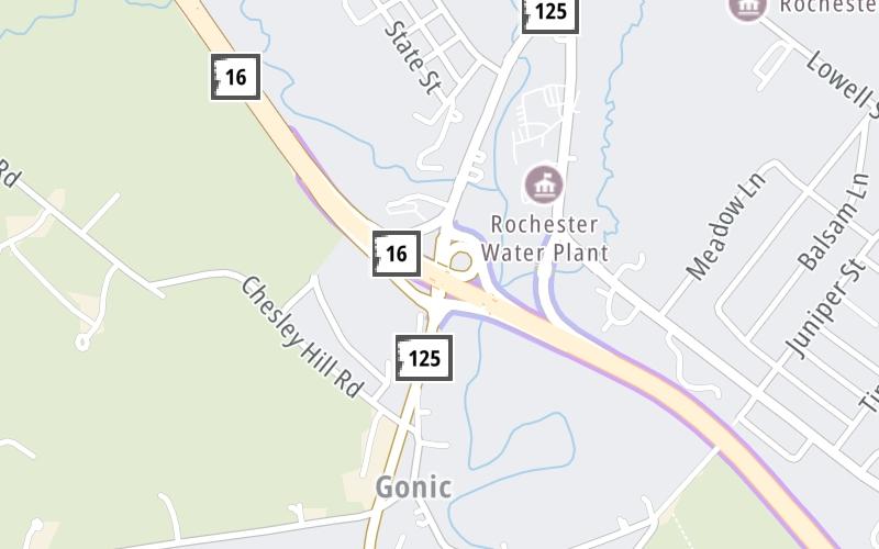 Static map of Spaulding Turnpike at NH 125/Columbus Ave