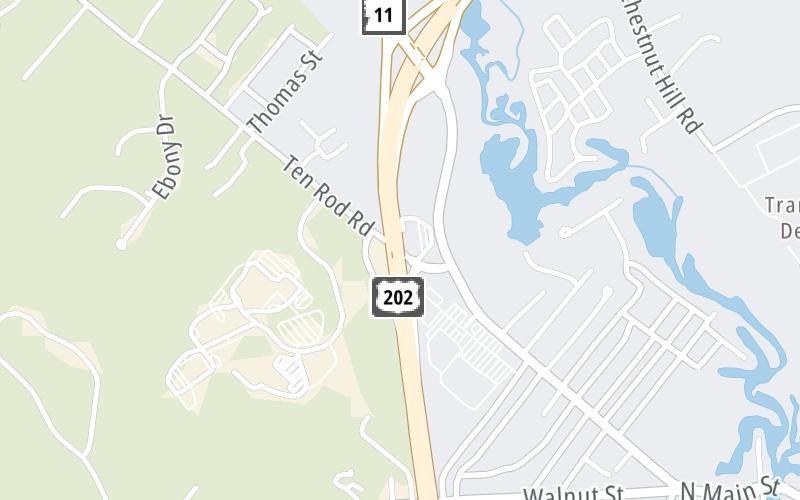 Static map of Spaulding Turnpike at Ten Rod Road