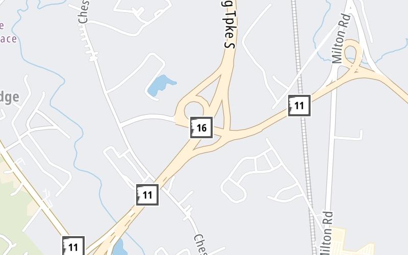 Static map of Spaulding Turnpike at US 202