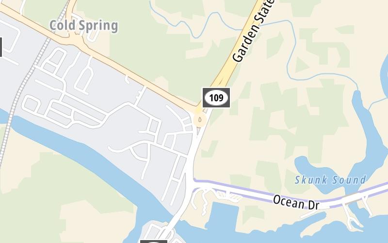 Static map of Garden State Parkway at Cape May: Ocean Drive / Shore Road