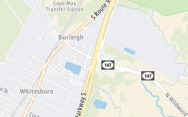 Static map of Garden State Parkway at North Wildwood: N Wildwood Blvd