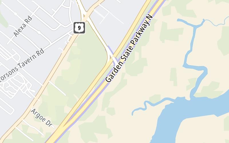 Static map of Garden State Parkway at Seaville: NJ 50 / US 9