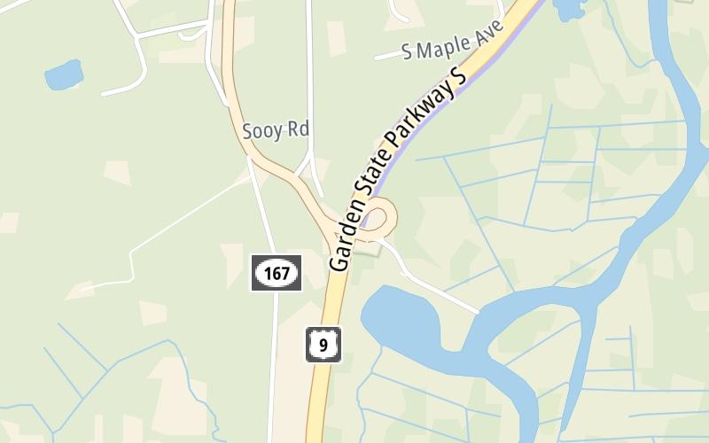 Static map of Garden State Parkway at New Gretna: Amasa Landing Rd / US 9