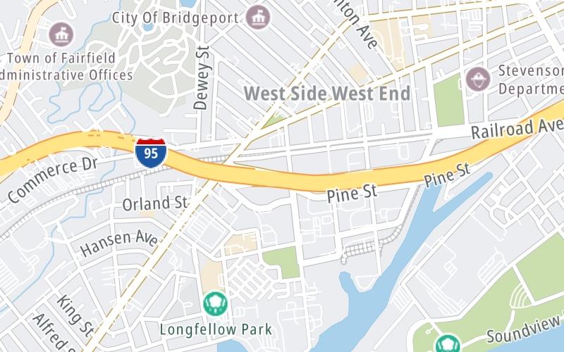 Static map of Connecticut Turnpike at Fairfield Avenue/CT 130