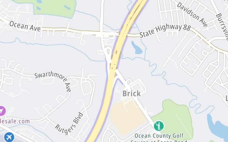 Static map of Garden State Parkway at Rt 549 Brick