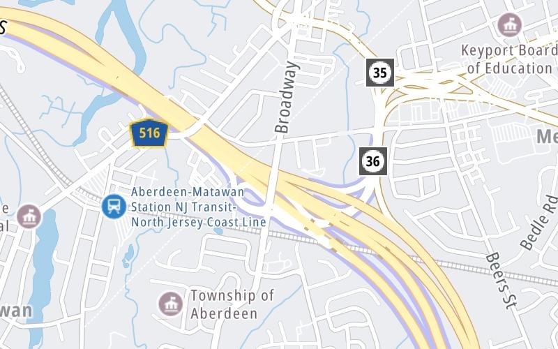 Static map of Garden State Parkway at Route 35