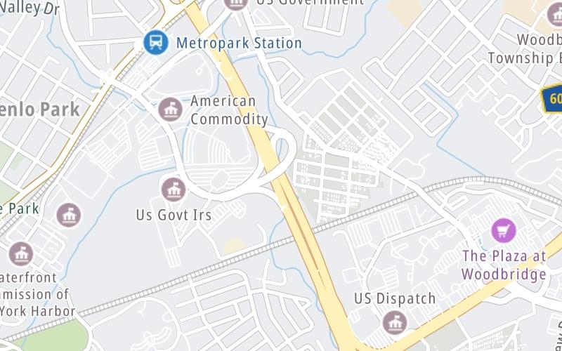 Static map of Garden State Parkway at Metro Park Station