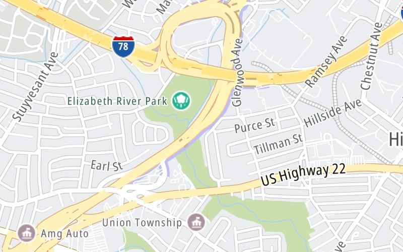 Static map of Garden State Parkway at I–78 Express Eastbound