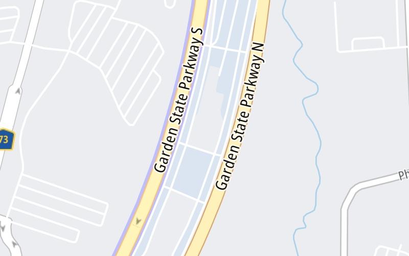 Static map of Garden State Parkway at James Gandolfini Service Area