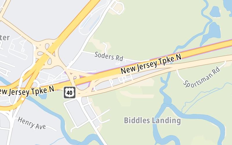 Static map of New Jersey Turnpike at Delaware Memorial Bridge