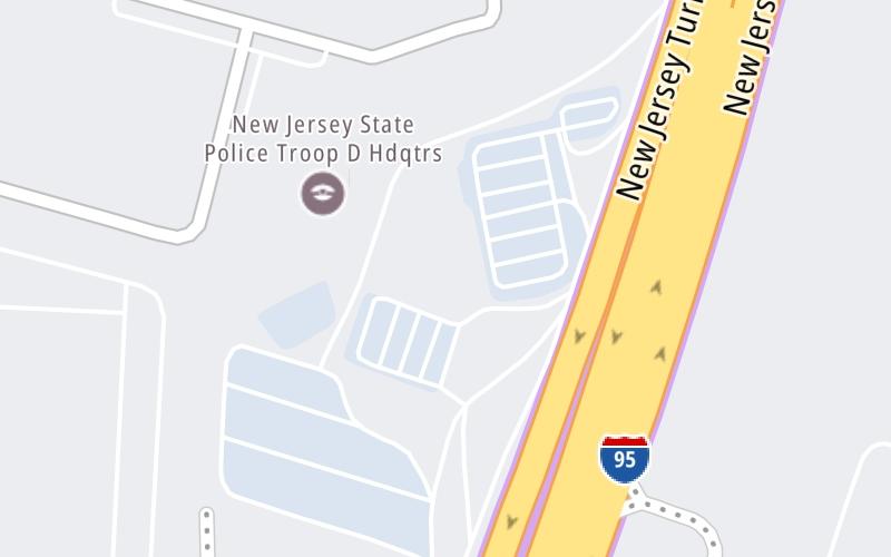 Static map of New Jersey Turnpike at Molly Pitcher Service Area