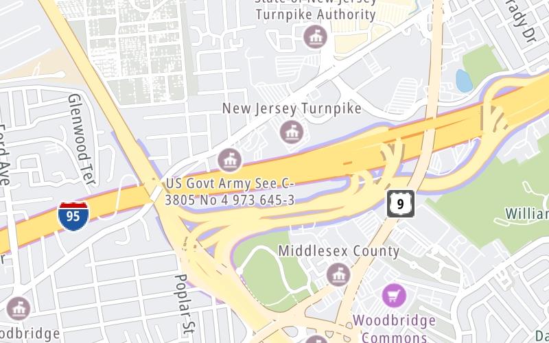 Static map of New Jersey Turnpike at Garden State Pkwy.