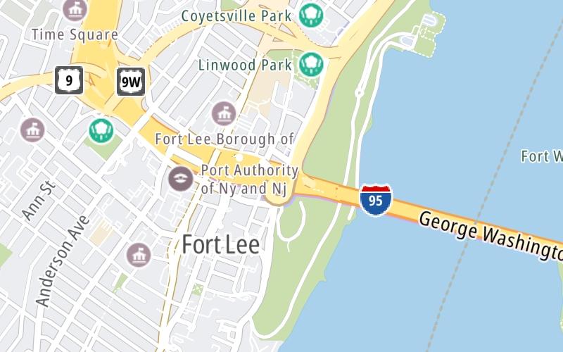 Static map of George Washington Bridge at Hudson Terrace