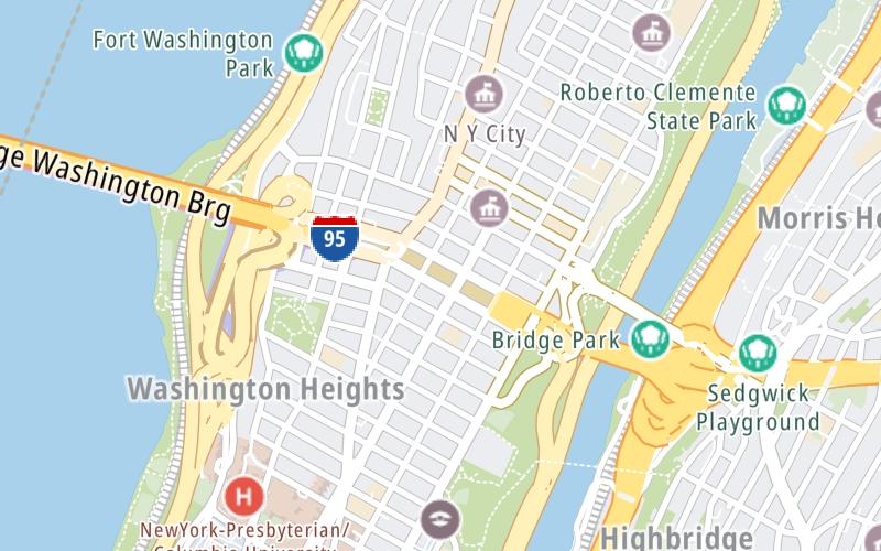 Static map of George Washington Bridge at Harlem River Drive