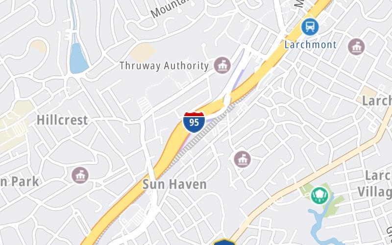 Static map of New England Thruway at Chatsworth Avenue