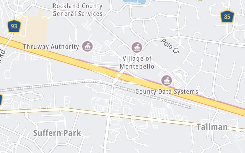 Static map of New York State Thruway at Airmont Road