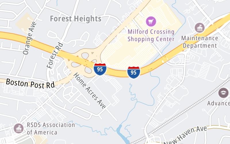 Static map of Connecticut Turnpike at US 1 North