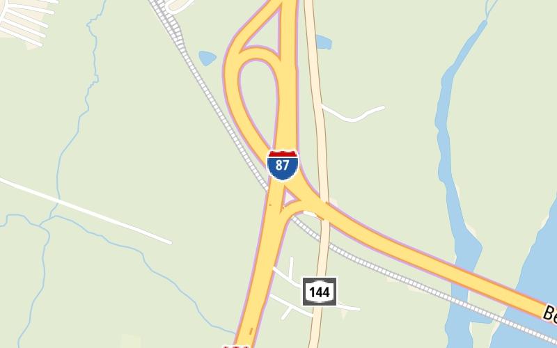 Static map of New York State Thruway at I–90 East / Berkshire Connector