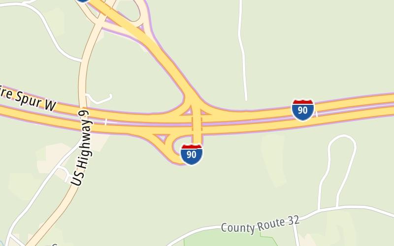 Static map of New York State Thruway at I–90 / US Route 9