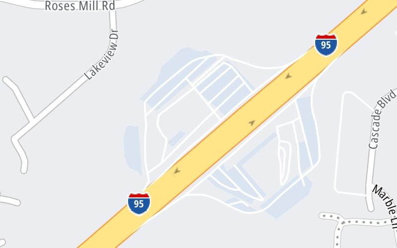 Static map of Connecticut Turnpike at Milford Southbound Service Plaza