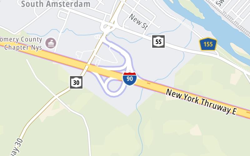 Static map of New York State Thruway at NY Route 30