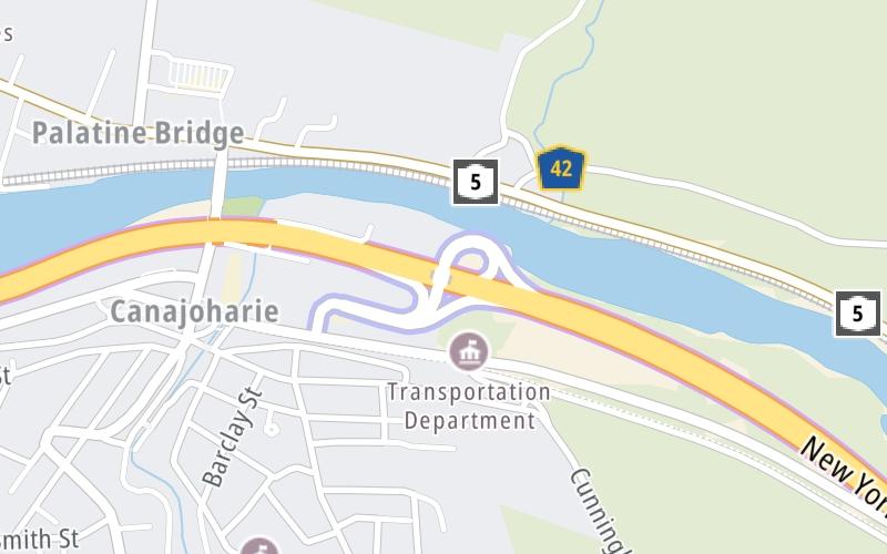 Static map of New York State Thruway at NY Route 10