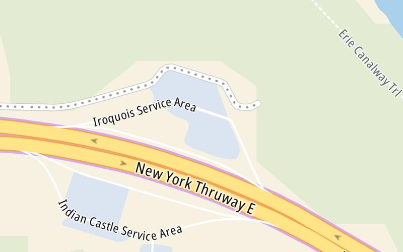 Static map of New York State Thruway at Iroquois Travel Plaza