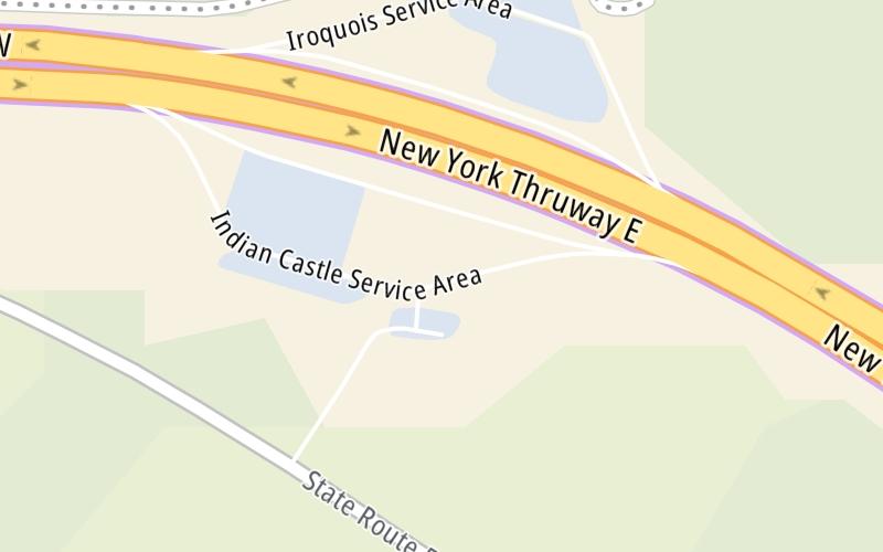 Static map of New York State Thruway at Indian Castle Travel Plaza