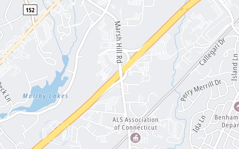 Static map of Connecticut Turnpike at Marsh Hill Road