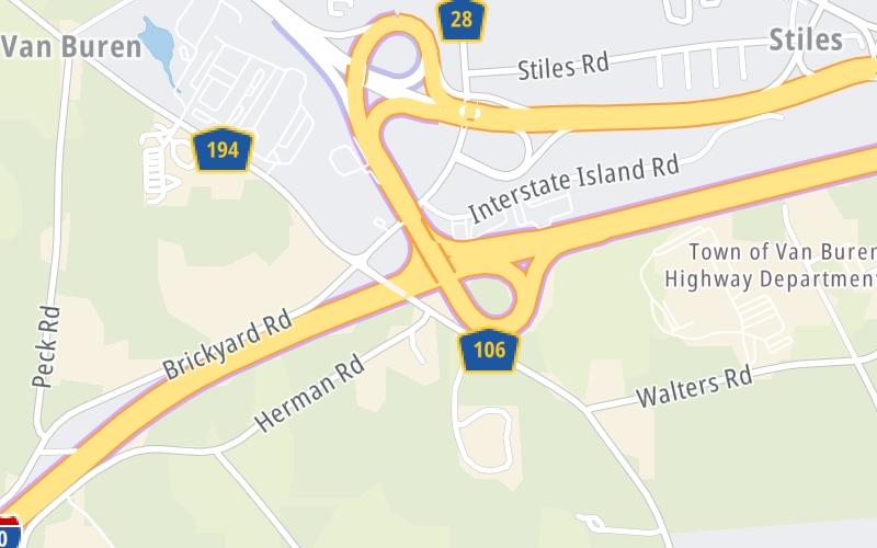 Static map of New York State Thruway at I–690 / NY Route 690