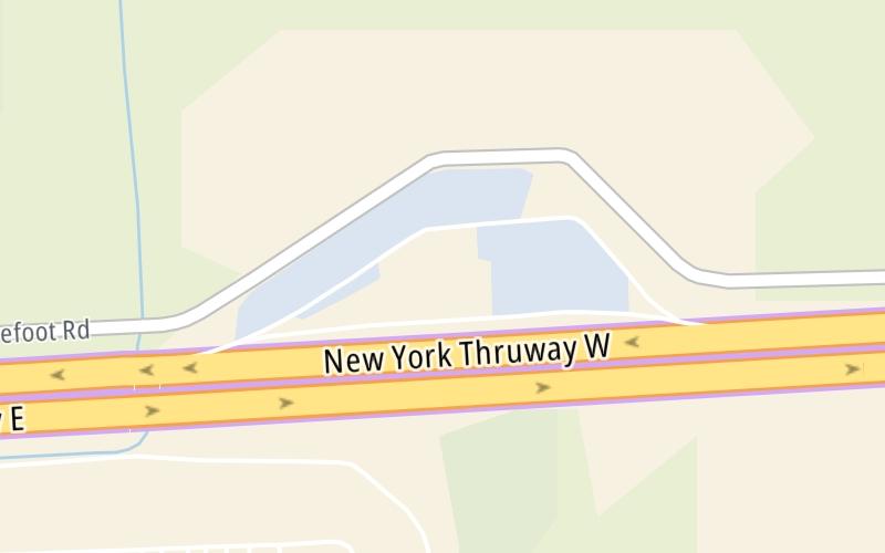 Static map of New York State Thruway at Junius Ponds Travel Plaza