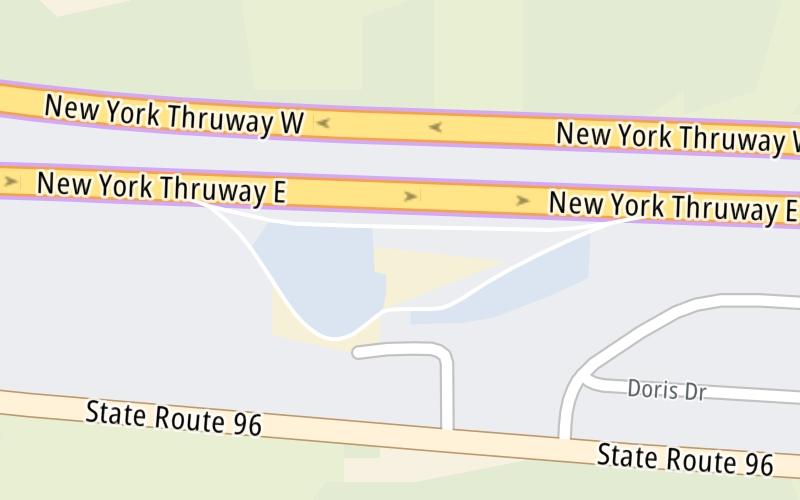 Static map of New York State Thruway at Clifton Springs Travel Plaza