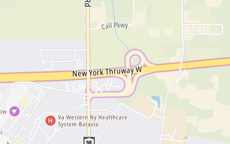 Static map of New York State Thruway at NY Route 98