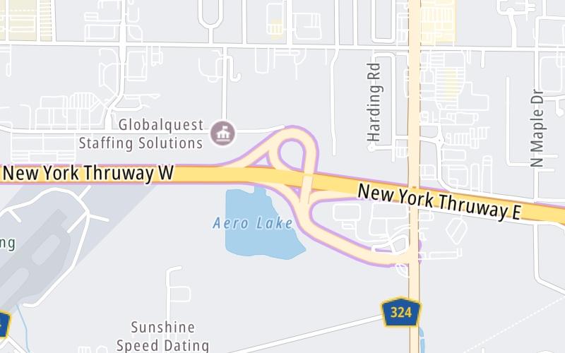 Static map of New York State Thruway at NY Route 78 / Transit Road